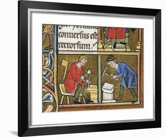 Jewish Craftsmen Working, Miniature from Beatae Elisabeth Psalterium-null-Framed Giclee Print