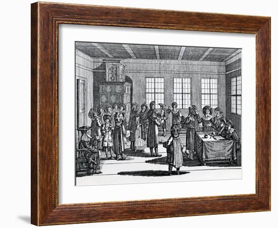 Jewish Divorce Scene, from the 'Judisches Ceremoniel', by Paul Christian Kirchner, 1726-null-Framed Giclee Print