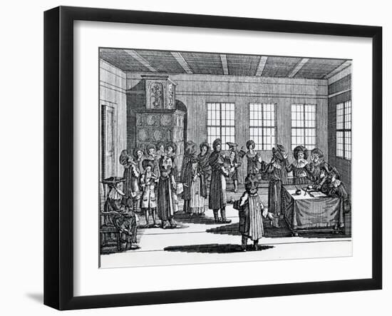 Jewish Divorce Scene, from the 'Judisches Ceremoniel', by Paul Christian Kirchner, 1726-null-Framed Giclee Print