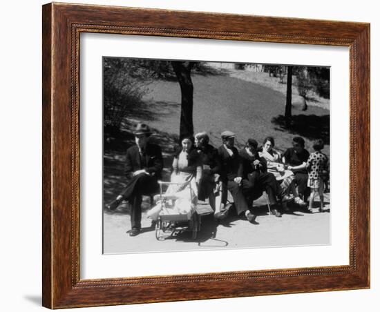Jewish Families Sitting in the Sun During Visit to a Park-null-Framed Photographic Print
