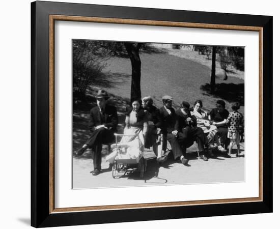 Jewish Families Sitting in the Sun During Visit to a Park-null-Framed Photographic Print