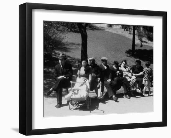 Jewish Families Sitting in the Sun During Visit to a Park-null-Framed Photographic Print