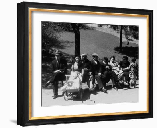 Jewish Families Sitting in the Sun During Visit to a Park-null-Framed Photographic Print