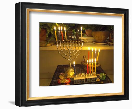 Jewish Festival of Hanukkah, Three Hanukiah with Four Candles Each, Jerusalem, Israel, Middle East-Eitan Simanor-Framed Photographic Print