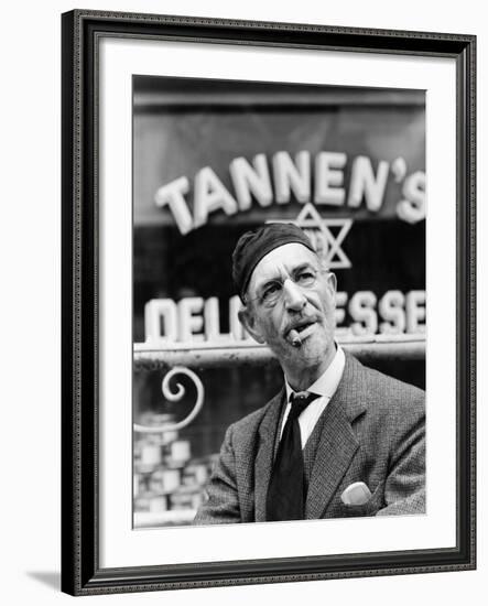 Jewish Man Standing in Front of a Storefront-null-Framed Photo