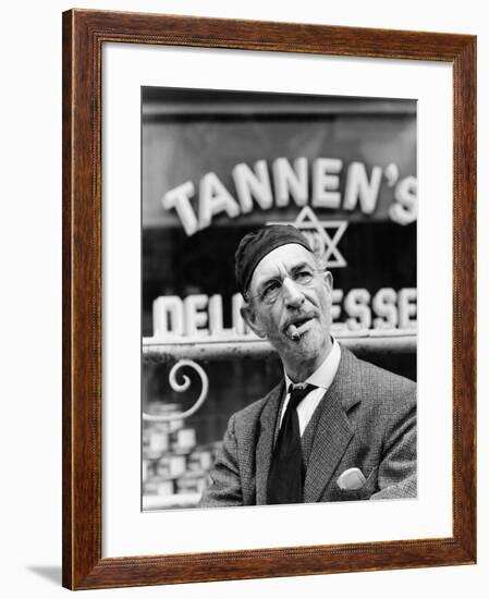 Jewish Man Standing in Front of a Storefront-null-Framed Photo