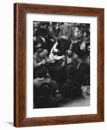 Jewish Men Dancing Together During a Religious Holiday-Paul Schutzer-Framed Photographic Print