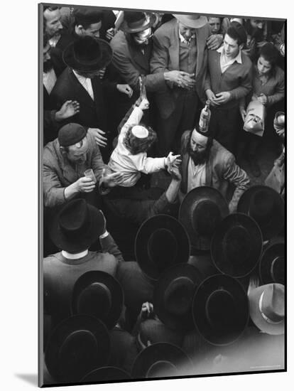 Jewish Men Dancing Together During a Religious Holiday-Paul Schutzer-Mounted Photographic Print