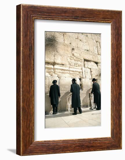 Jewish Orthodox Men Pray at Western Wall, Jerusalem, Israel-David Noyes-Framed Photographic Print