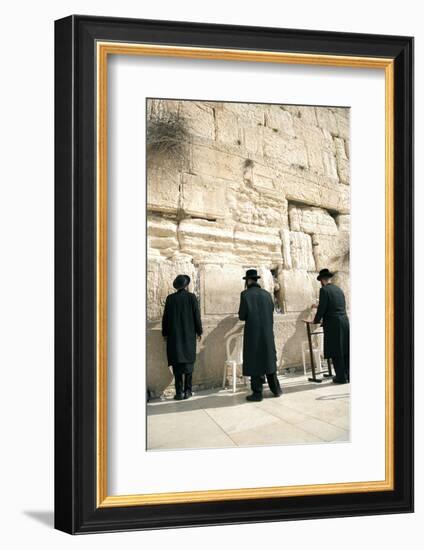 Jewish Orthodox Men Pray at Western Wall, Jerusalem, Israel-David Noyes-Framed Photographic Print