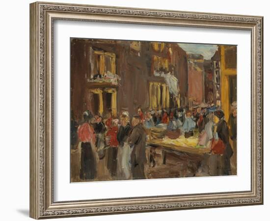 Jewish Quarter in Amsterdam; Judengasse in Amsterdam, Ecke Jodenbreestraat, 1905 (Oil on Board)-Max Liebermann-Framed Giclee Print