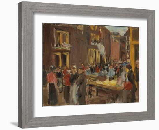 Jewish Quarter in Amsterdam; Judengasse in Amsterdam, Ecke Jodenbreestraat, 1905 (Oil on Board)-Max Liebermann-Framed Giclee Print