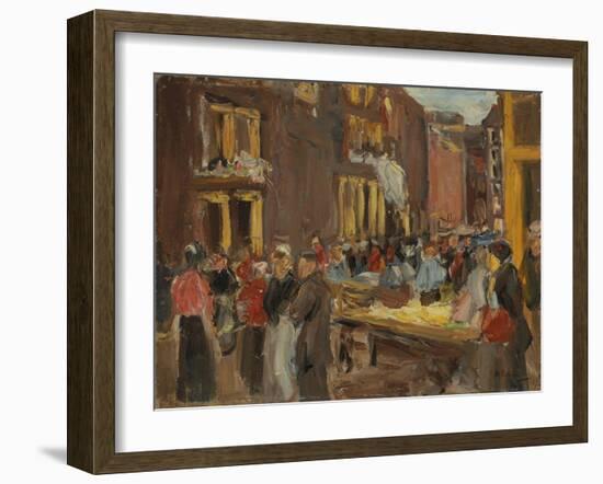 Jewish Quarter in Amsterdam; Judengasse in Amsterdam, Ecke Jodenbreestraat, 1905 (Oil on Board)-Max Liebermann-Framed Giclee Print