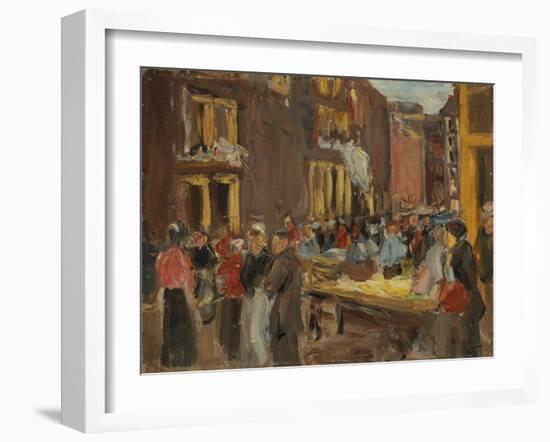 Jewish Quarter in Amsterdam; Judengasse in Amsterdam, Ecke Jodenbreestraat, 1905 (Oil on Board)-Max Liebermann-Framed Giclee Print