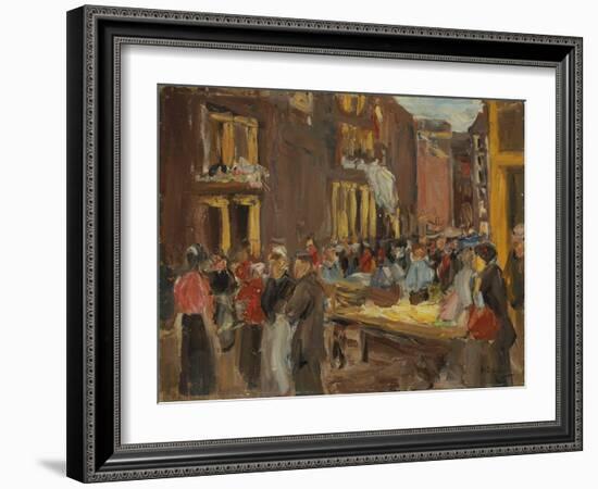 Jewish Quarter in Amsterdam; Judengasse in Amsterdam, Ecke Jodenbreestraat, 1905 (Oil on Board)-Max Liebermann-Framed Giclee Print