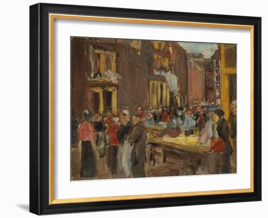 Jewish Quarter in Amsterdam; Judengasse in Amsterdam, Ecke Jodenbreestraat, 1905 (Oil on Board)-Max Liebermann-Framed Giclee Print