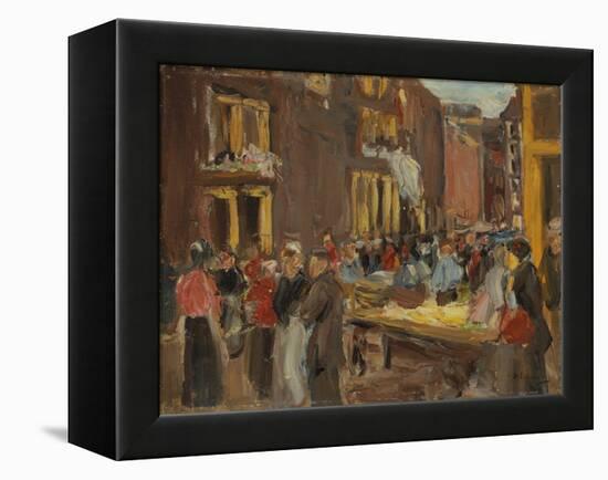 Jewish Quarter in Amsterdam; Judengasse in Amsterdam, Ecke Jodenbreestraat, 1905 (Oil on Board)-Max Liebermann-Framed Premier Image Canvas