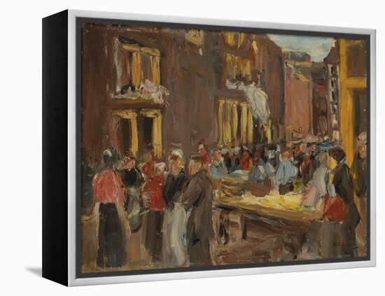 Jewish Quarter in Amsterdam; Judengasse in Amsterdam, Ecke Jodenbreestraat, 1905 (Oil on Board)-Max Liebermann-Framed Premier Image Canvas