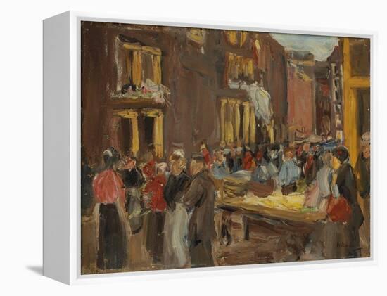 Jewish Quarter in Amsterdam; Judengasse in Amsterdam, Ecke Jodenbreestraat, 1905 (Oil on Board)-Max Liebermann-Framed Premier Image Canvas