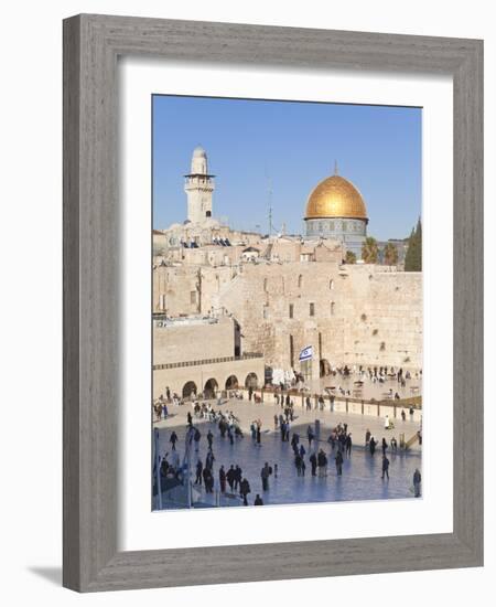 Jewish Quarter of Western Wall Plaza and Dome of Rock, UNESCO World Heritage Site, Jerusalem Israel-Gavin Hellier-Framed Photographic Print