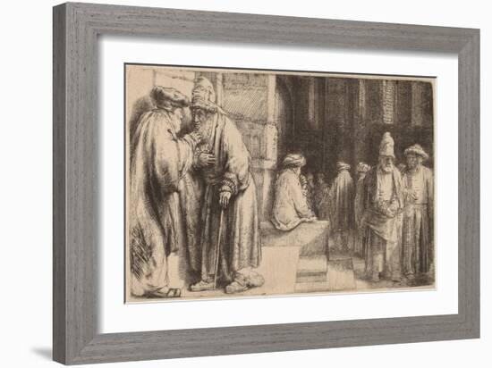 Jews in the Synagogue, 1648-Rembrandt van Rijn-Framed Giclee Print