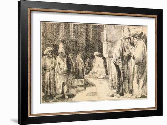 Jews in the Synagogue-Rembrandt van Rijn-Framed Giclee Print