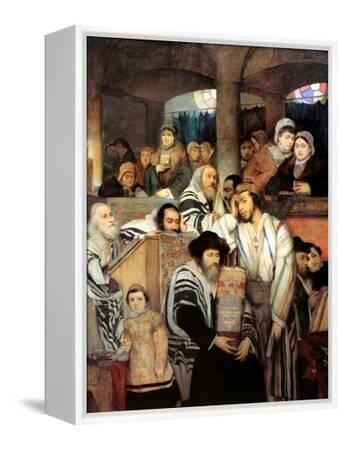 Maurycy Gottlieb Jews Praying in the Synagogue on Yom Kippur Giclee Canvas Print