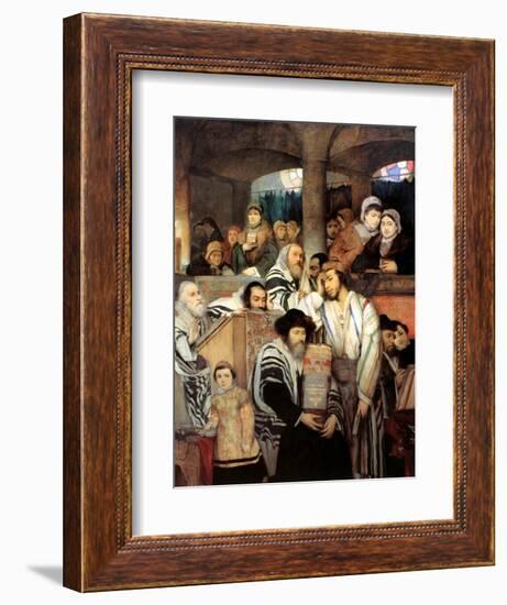 Jews Praying in the Synagogue on Yom Kippur, 1878-Maurycy Gottlieb-Framed Giclee Print