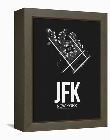 JFK New York Airport Black-NaxArt-Framed Stretched Canvas