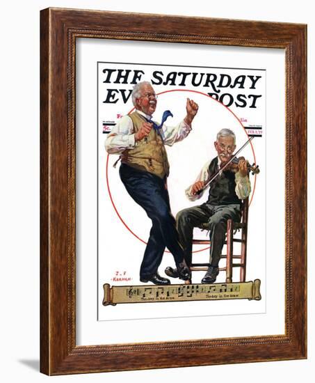 "Jig to a Fiddle," Saturday Evening Post Cover, February 2, 1929-J.F. Kernan-Framed Giclee Print