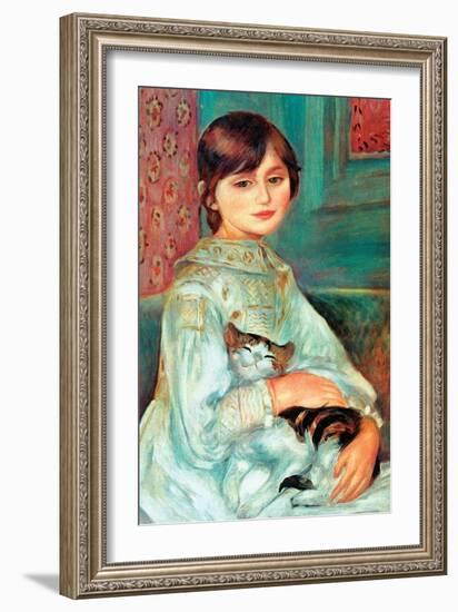 Jilie Manet with Cat-Pierre-Auguste Renoir-Framed Art Print