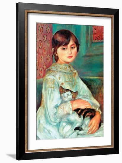 Jilie Manet with Cat-Pierre-Auguste Renoir-Framed Art Print