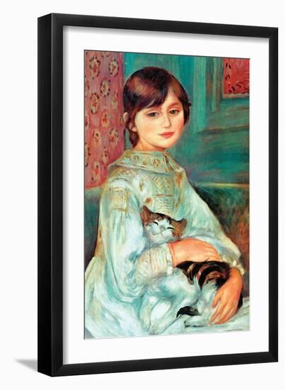 Jilie Manet with Cat-Pierre-Auguste Renoir-Framed Art Print