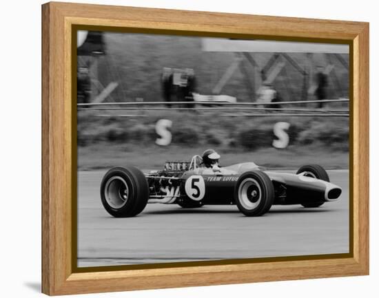 Jim Clark Driving the Lotus 49 at the British Grand Prix, Silverstone, 1967-null-Framed Premier Image Canvas