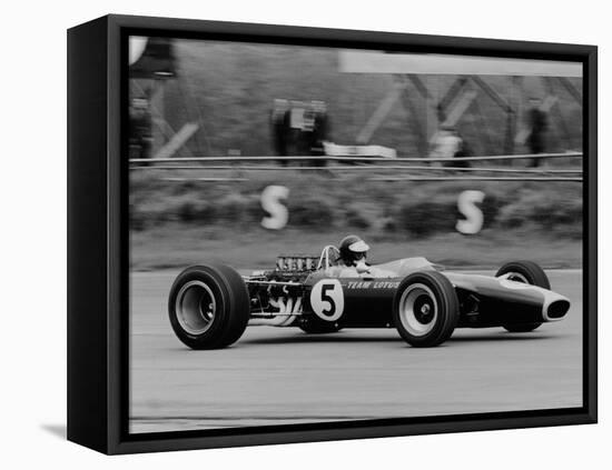 Jim Clark Driving the Lotus 49 at the British Grand Prix, Silverstone, 1967-null-Framed Premier Image Canvas