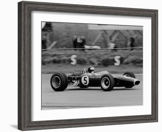 Jim Clark Driving the Lotus 49 at the British Grand Prix, Silverstone, 1967-null-Framed Photographic Print