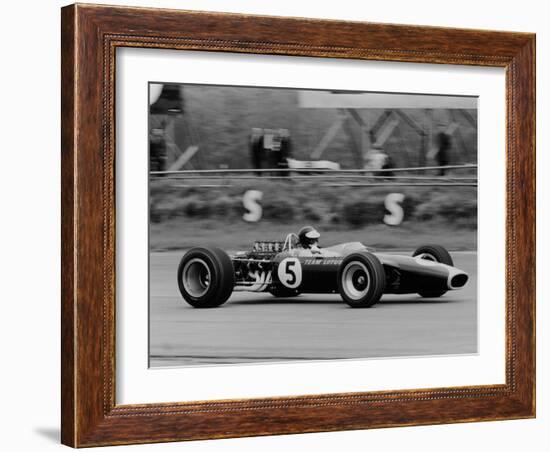 Jim Clark Driving the Lotus 49 at the British Grand Prix, Silverstone, 1967-null-Framed Photographic Print