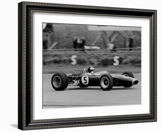 Jim Clark Driving the Lotus 49 at the British Grand Prix, Silverstone, 1967-null-Framed Photographic Print