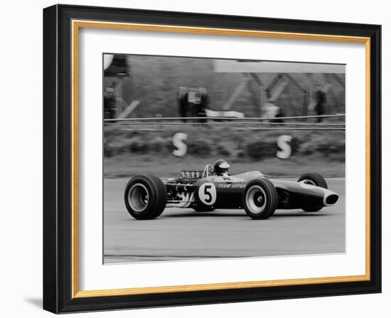 Jim Clark Driving the Lotus 49 at the British Grand Prix, Silverstone, 1967-null-Framed Photographic Print