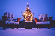 Snow Covering Adirondack Chairs by Lit Christmas Tree-Jim Craigmyle-Photographic Print