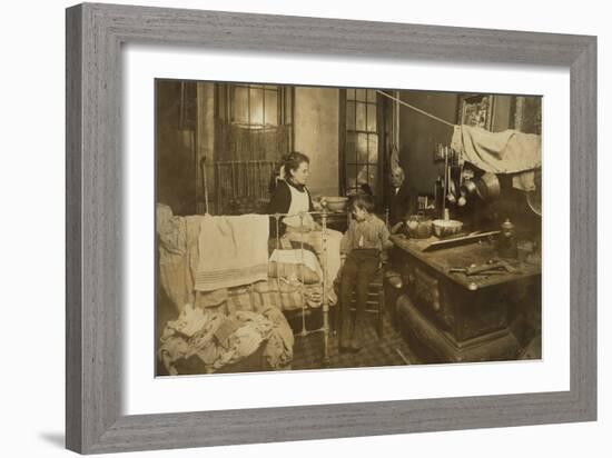 Jimmie Chinquanana 'Below Grade' Category, at Home in New York Behind the Family Shop, 1913-Lewis Wickes Hine-Framed Photographic Print