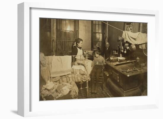 Jimmie Chinquanana 'Below Grade' Category, at Home in New York Behind the Family Shop, 1913-Lewis Wickes Hine-Framed Photographic Print