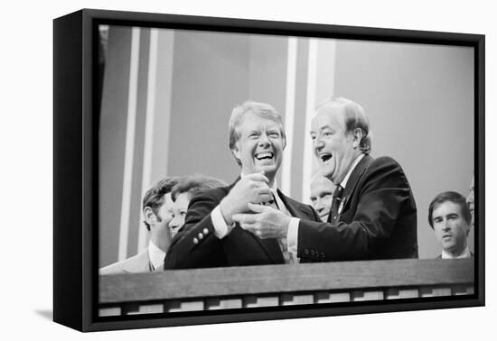 Jimmy Carter and Former VP Hubert Humphrey at Democratic National Convention, 1976-null-Framed Stretched Canvas