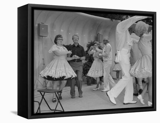 Jimmy Carter Square Dances During a Congressional Picnic on the South Lawn, 1970s-null-Framed Stretched Canvas