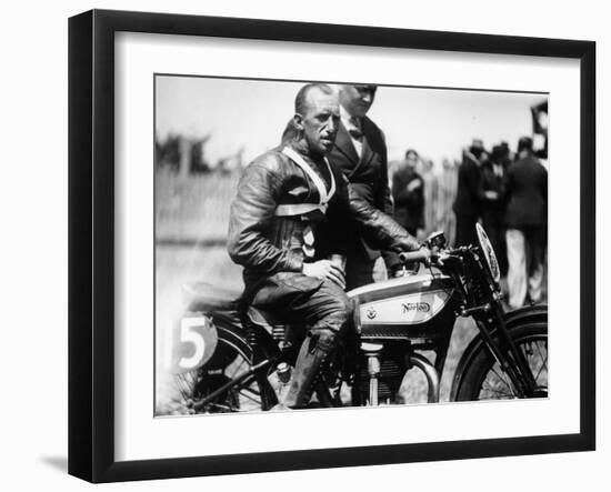 Jimmy Guthrie on Norton Motorcycle, Isle of Man Senior TT Race, 1932-null-Framed Photographic Print