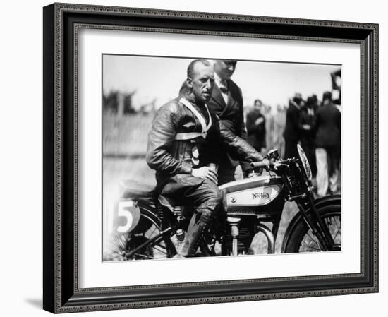 Jimmy Guthrie on Norton Motorcycle, Isle of Man Senior TT Race, 1932-null-Framed Photographic Print