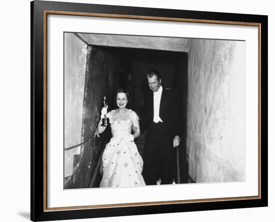 Jimmy Stewart Escorting Olivia deHavilland After Winning Oscar for Best Actress in "The Heiress"-Ed Clark-Framed Premium Photographic Print