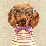 Dachshund with Fashion Glasses-Jin Jing-Art Print