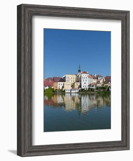 Jindrichuv Hradec with its reflection in Lake Vajgar-Jan Halaska-Framed Photographic Print