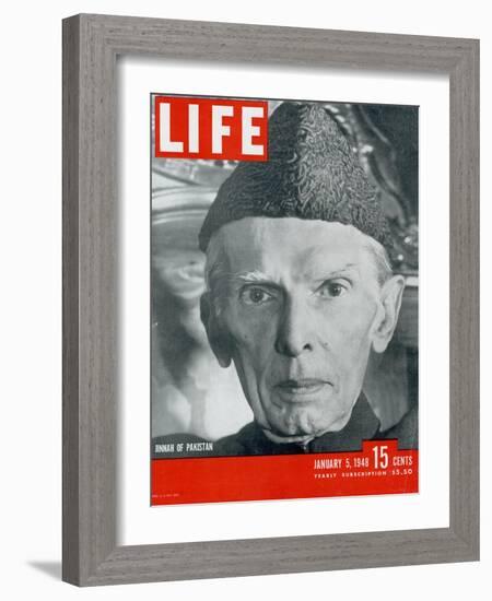 Jinnah of Pakistan, January 5, 1948-Margaret Bourke-White-Framed Photographic Print